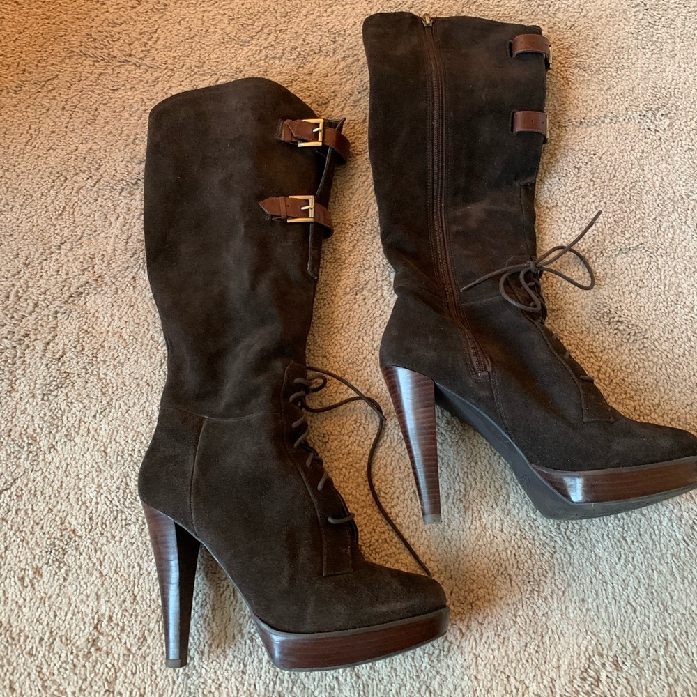 Brown Guess tie up boots